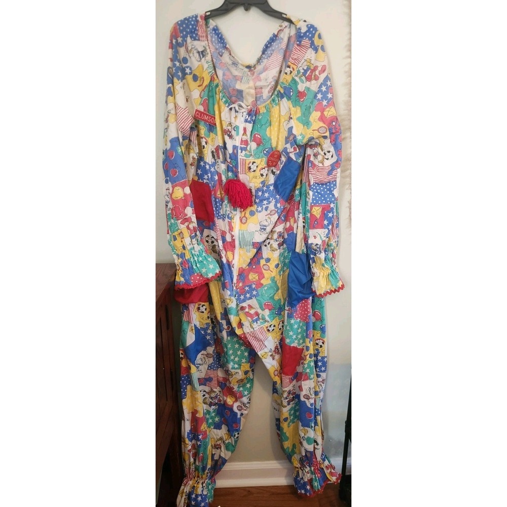 Clown costume jumpsuit vintage handmade With Name Tag And Pin unisex